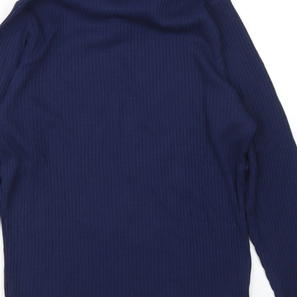 Avenue Womens Blue Polyester Basic T-Shirt Size 12 High Neck