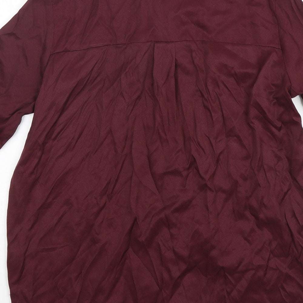 Atmosphere Womens Purple Viscose Basic Button-Up Size 10 Round Neck