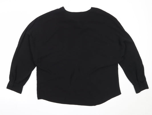 Primark Womens Black Polyester Basic Blouse Size 12 V-Neck