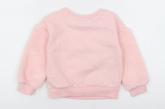 George Girls Pink Cotton Pullover Jumper Size 12-18 Months Pullover - I Love Pudsey