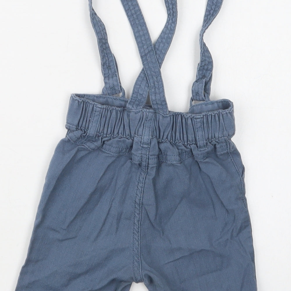 F&F Baby Blue Cotton Cropped Trousers Size 12-18 Months Button