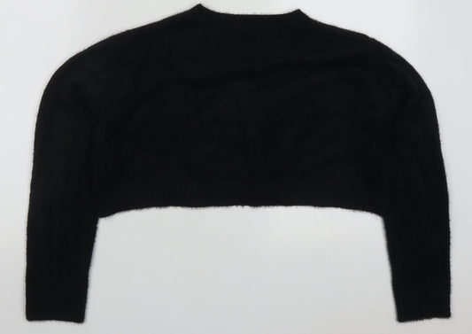 SheIn Womens Black V-Neck  Acrylic Pullover Jumper Size S