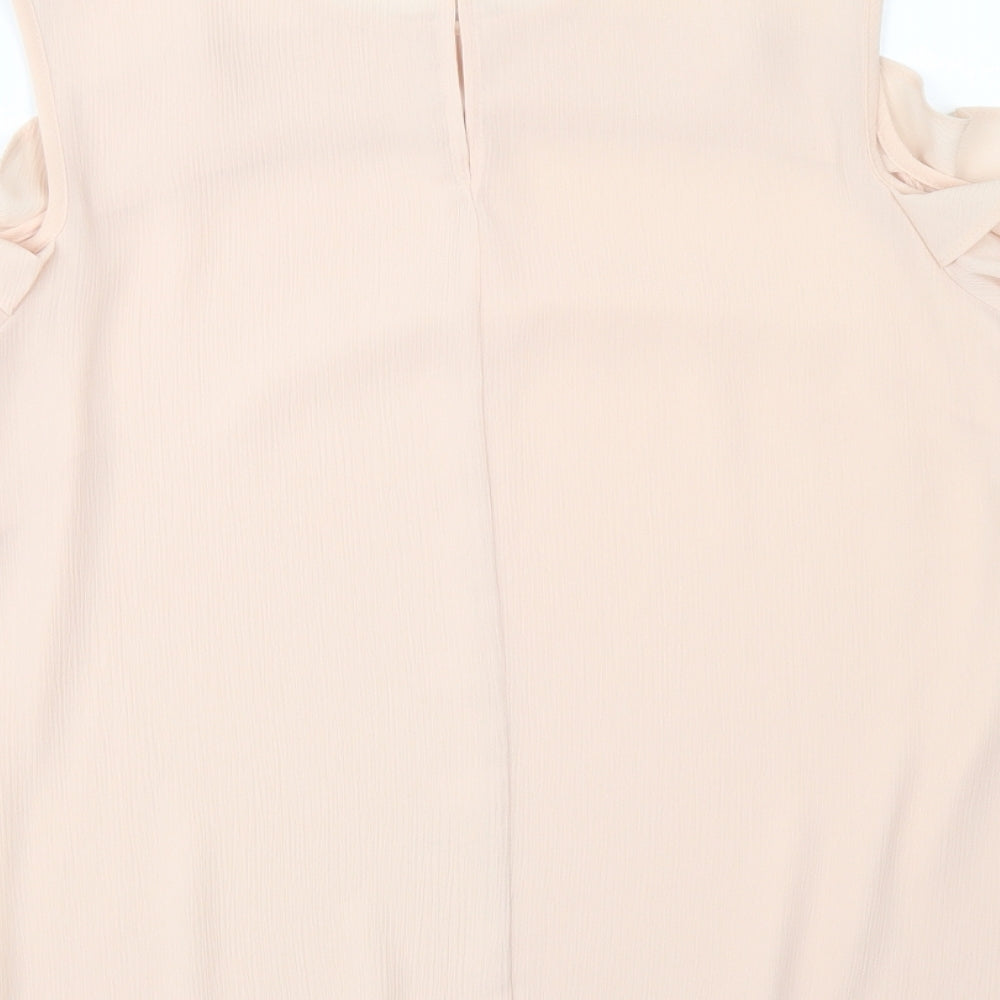 Atmosphere Womens Pink Polyester Basic Blouse Size 12 Round Neck - Cold Shoulder