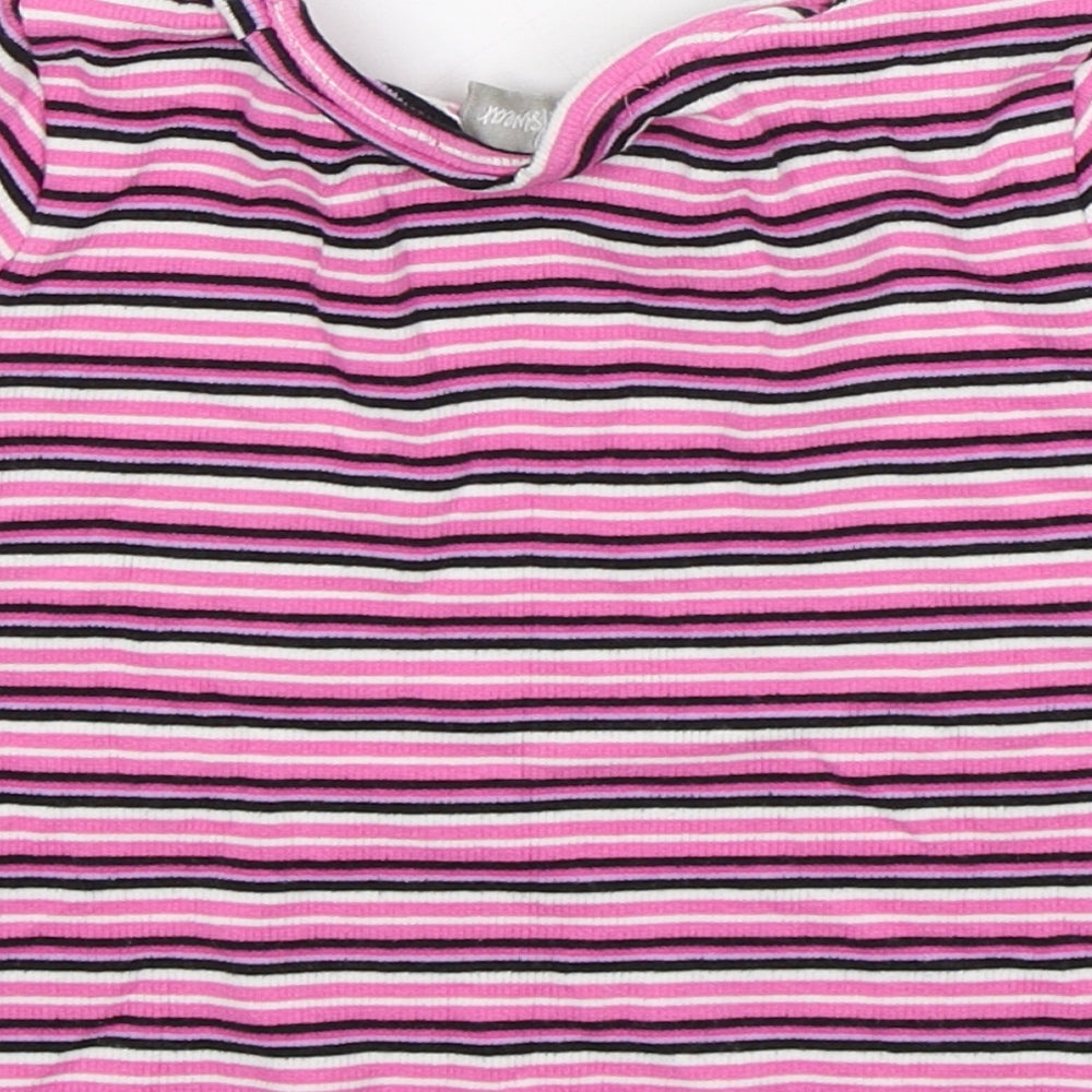 Matalan Girls Multicoloured Striped Cotton Basic T-Shirt Size 6 Years Round Neck
