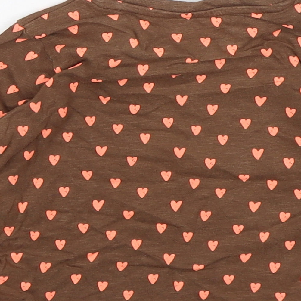 Matalan Girls Brown Polka Dot Cotton Basic T-Shirt Size 12-18 Months Round Neck