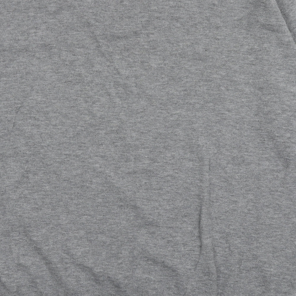 kudo Mens Grey V-Neck Acrylic Pullover Jumper Size M