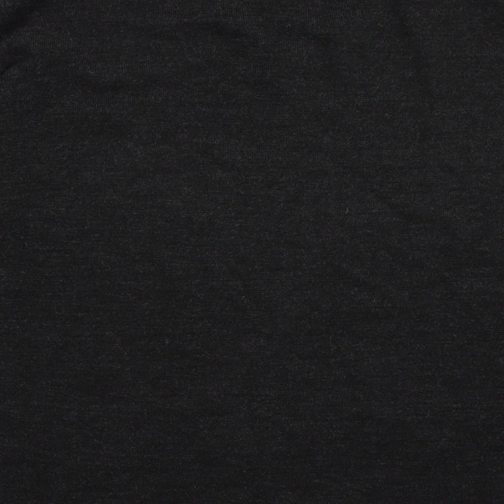 Brand and care label for Cedarwood State men’s grey v-neck acrylic jumper, size L
