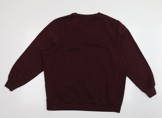 Avenue Mens Red Crew Neck Cotton Pullover Jumper Size XL