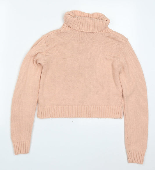 Boohoo Womens Pink Roll Neck Acrylic Pullover Jumper Size S