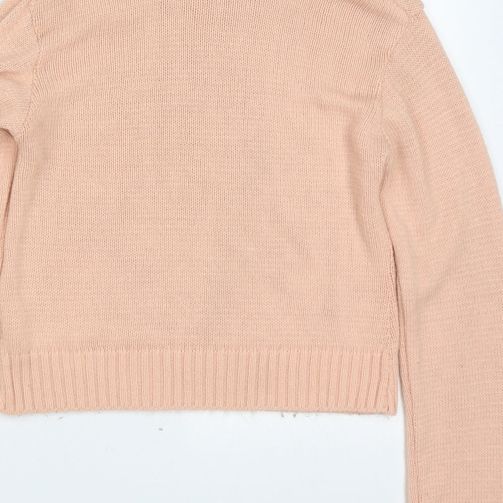 Boohoo Womens Pink Roll Neck Acrylic Pullover Jumper Size S