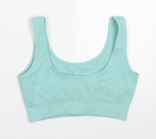 HXME Womens Blue Nylon Cropped Tank Size M Round Neck Pullover - Sports Bra