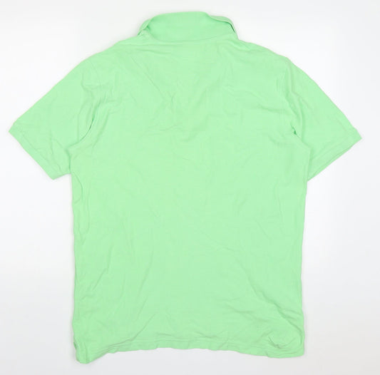 Dunnes Mens Green Cotton Polo Size L Collared Pullover