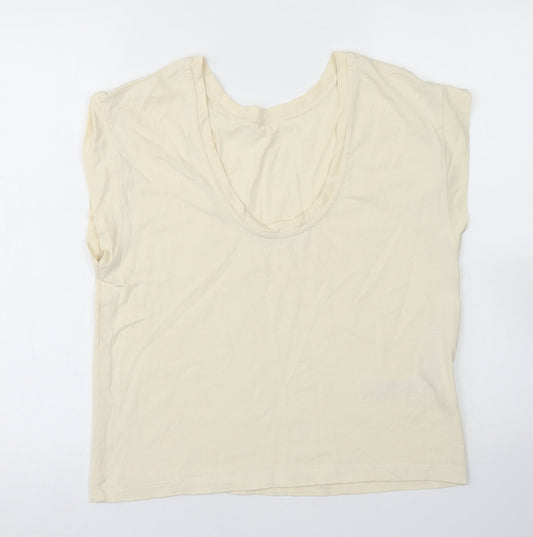 Womens UK Size XS MNG Ivory Basic T-Shirt