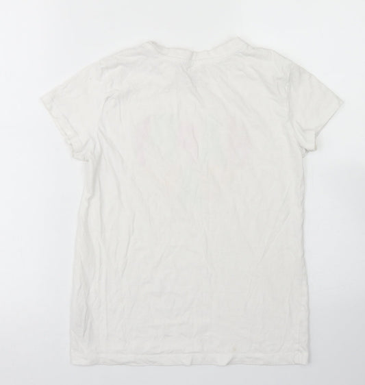 Primark Womens White Cotton Basic T-Shirt Size 2XS Crew Neck