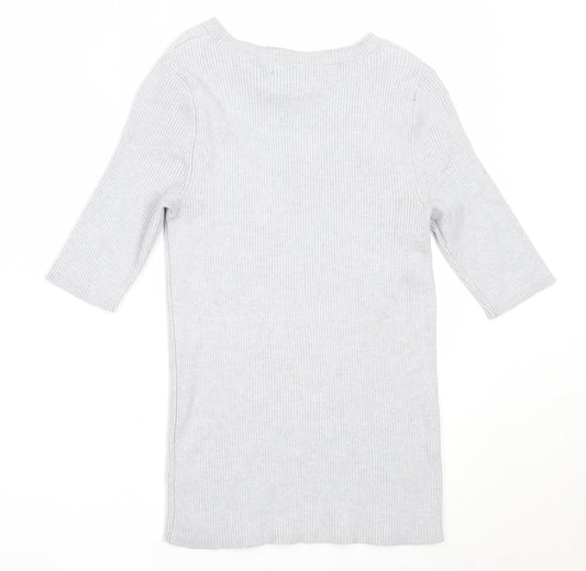 F&F Womens Grey Round Neck Viscose Pullover Jumper Size 6