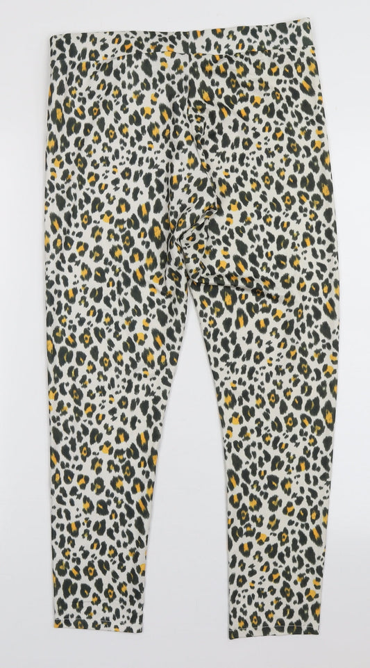 Womens UK Size M H&M Regular Fit Capri Yellow Trousers