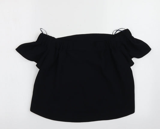 Womens UK Size 4 Topshop Blue Cropped Blouse