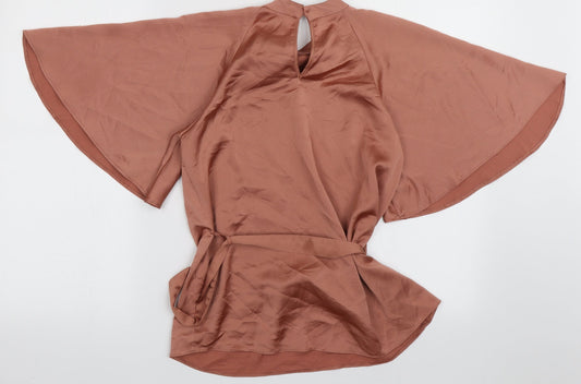 Primark Womens Pink Polyester Basic Blouse Size 6 Crew Neck