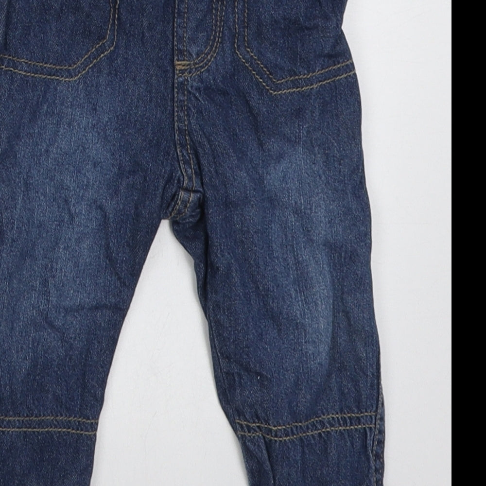 George Boys Blue Cotton Capri Jeans Size 9-12 Months Buckle