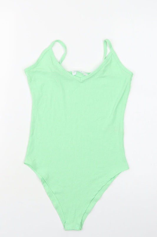 Additional front view of Primark women’s green polyester bodysuit one-piece, size UK 6, snap