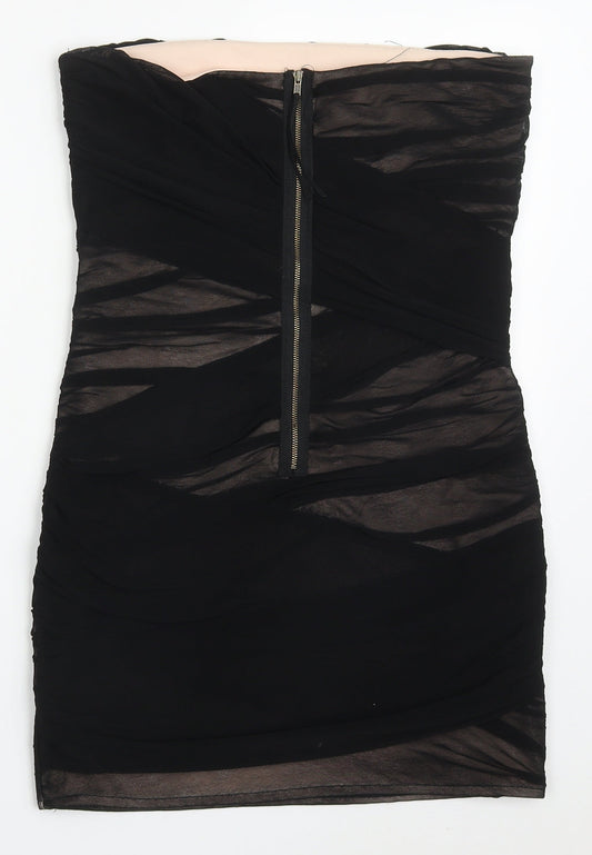 Topshop Womens Black Polyester Mini Size 12 Square Neck Zip