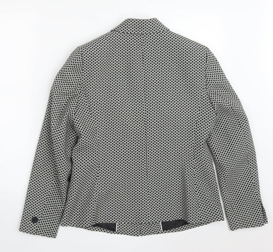 Marks and Spencer Womens Black Geometric Polyester Jacket Suit Jacket Size 12 - Black and White