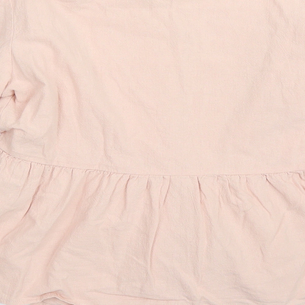 SheIn Womens Pink Polyester Basic Button-Up Size S V-Neck