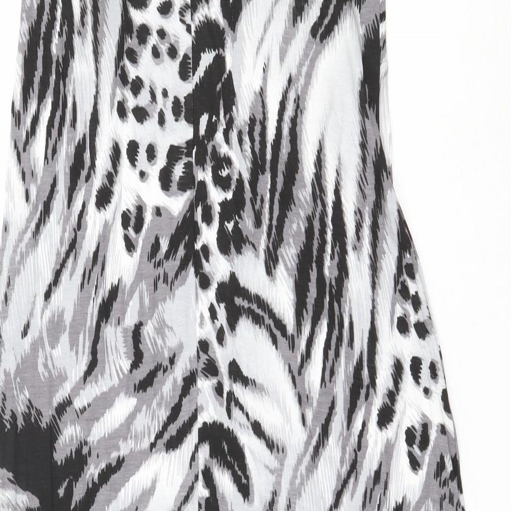 Studio Womens Black Animal Print Viscose Fit & Flare Size 8 Round Neck