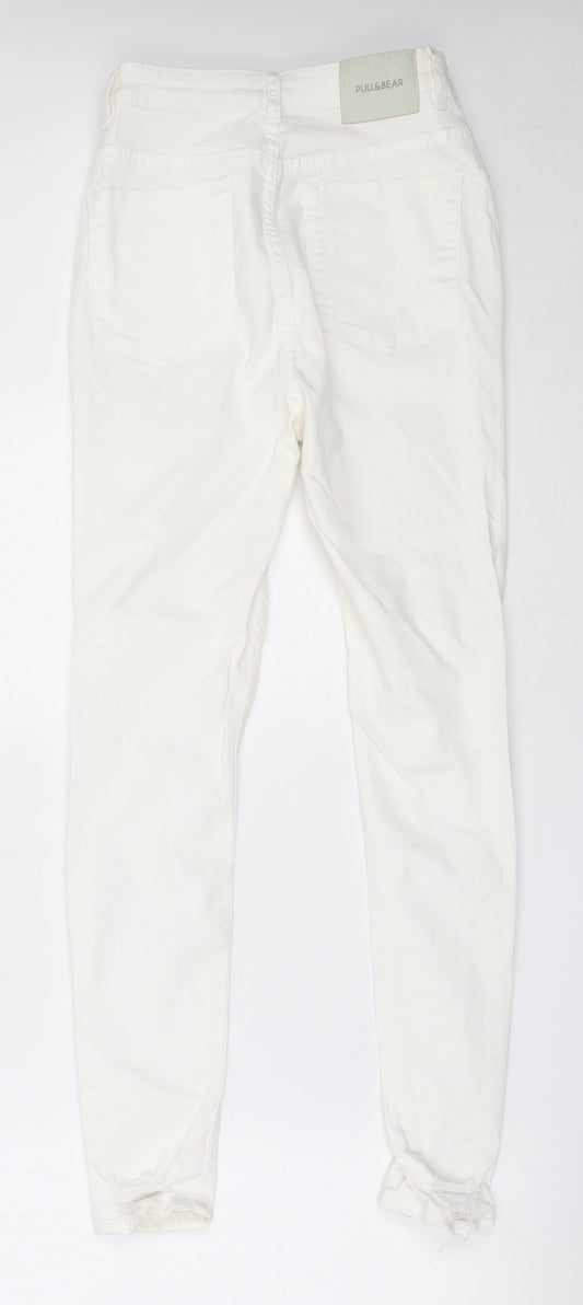 Pull&Bear Womens Ivory Cotton Skinny Jeans Size 36 L27 in Regular