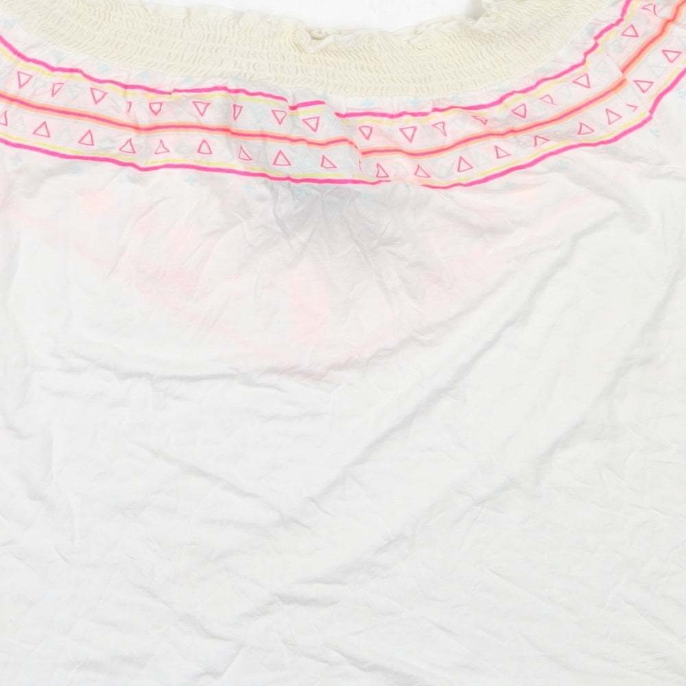 Primark Womens White Viscose Basic T-Shirt Size 10 Off the Shoulder