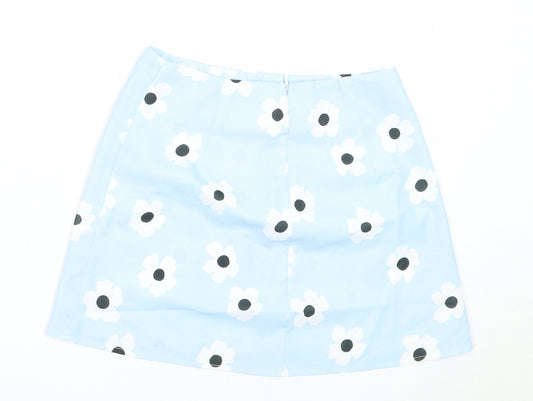 Princess Polly Womens Blue Floral Polyester Mini Skirt Size 6