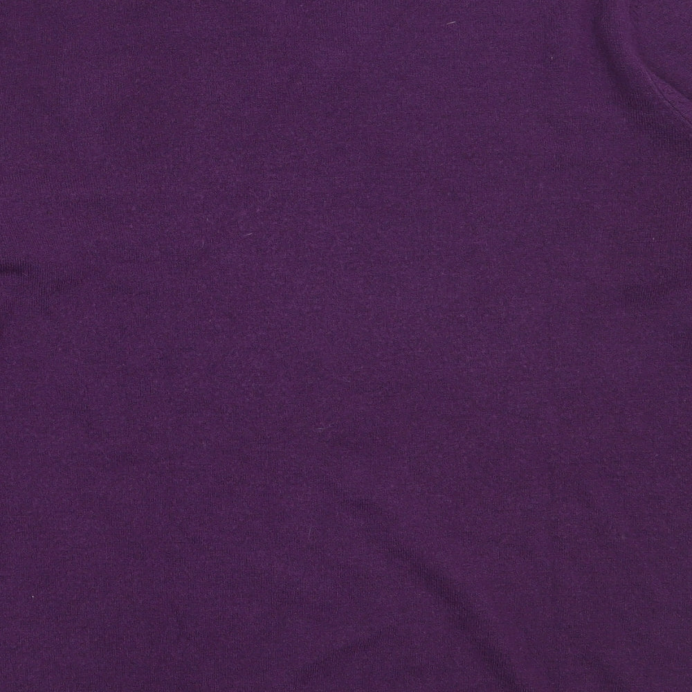 Morley Mens Purple V-Neck Acrylic Pullover Jumper Size S