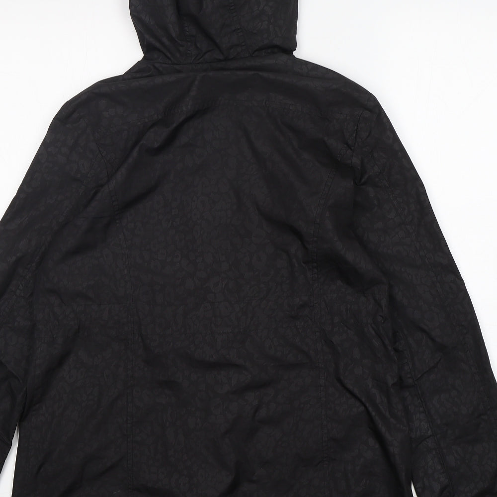 Papaya Womens Black Animal Print Windbreaker Jacket Size 8