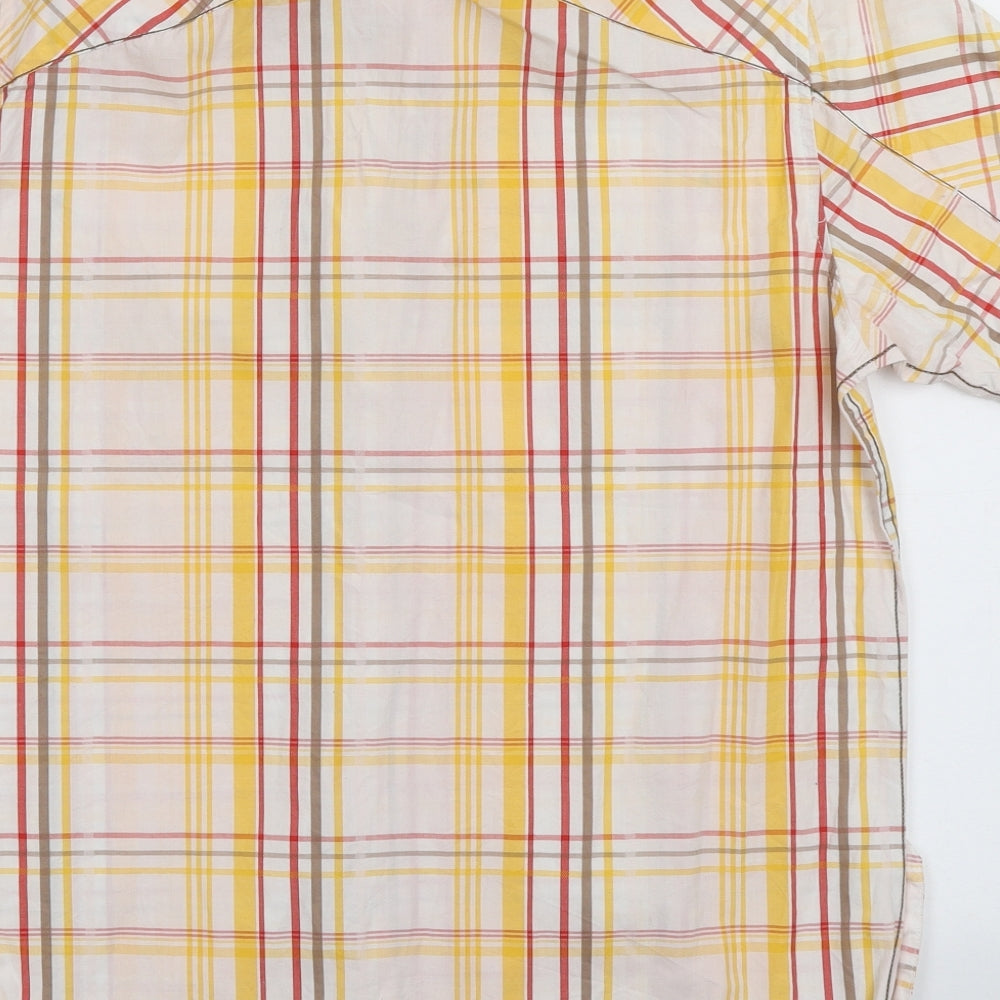 Mens UK Size L Mish Mash Yellow Button-Up Short Sleeve Casual Shirt