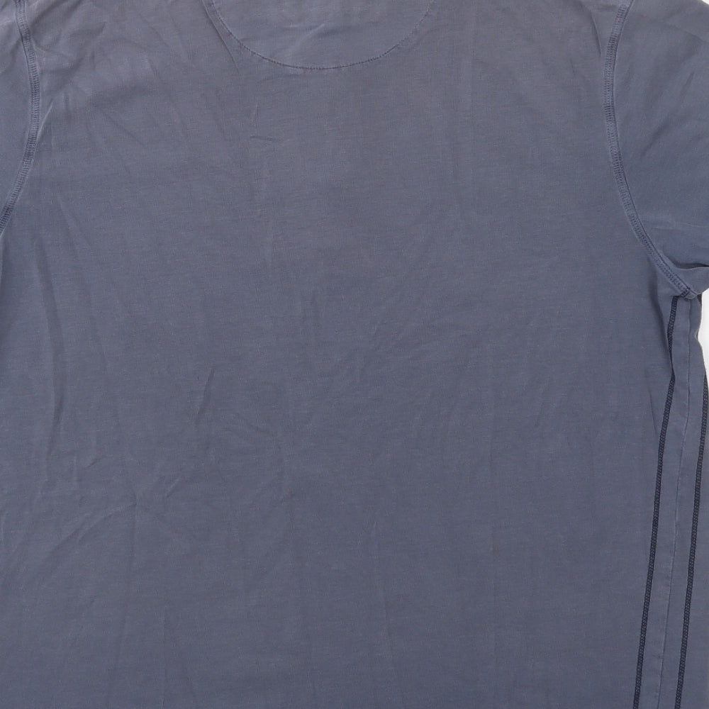 M&S Mens Blue Cotton Polo Size M Collared Button