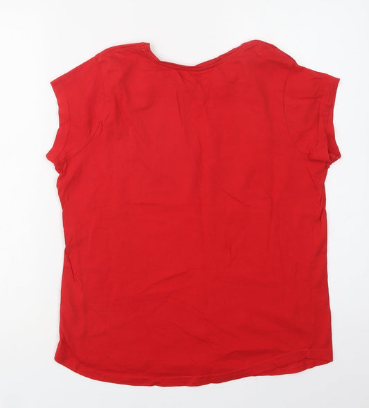 George Womens Red Cotton Basic Polo Size 14 Crew Neck - Santa