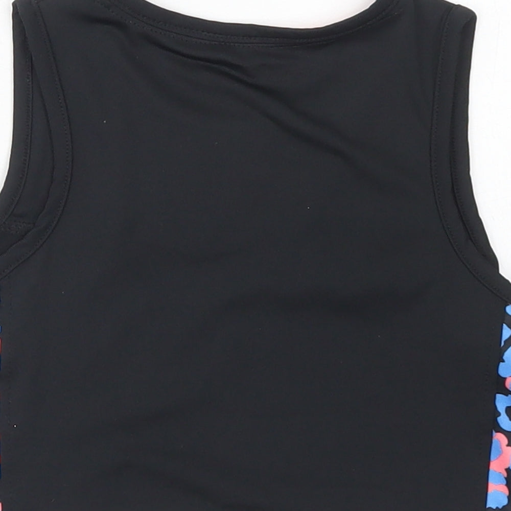 Miss E-vie Girls Black Animal Print Polyester Cropped Tank Size 6-7 Years Crew Neck
