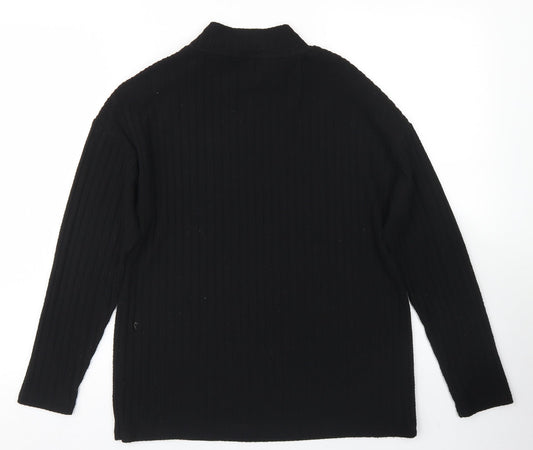 TU Womens Black Polyester Basic T-Shirt Size 8 Mock Neck