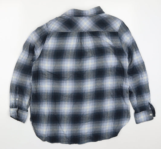 Mens UK Size S H&M Blue Button-Up Long Sleeve Casual Shirt