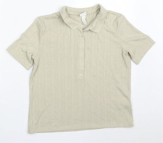 Womens UK Size L H&M Beige Basic Polo