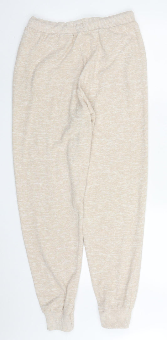 F&F Womens Beige Viscose Trousers Size 8 L29 in Regular Drawstring - Pyjama Pants