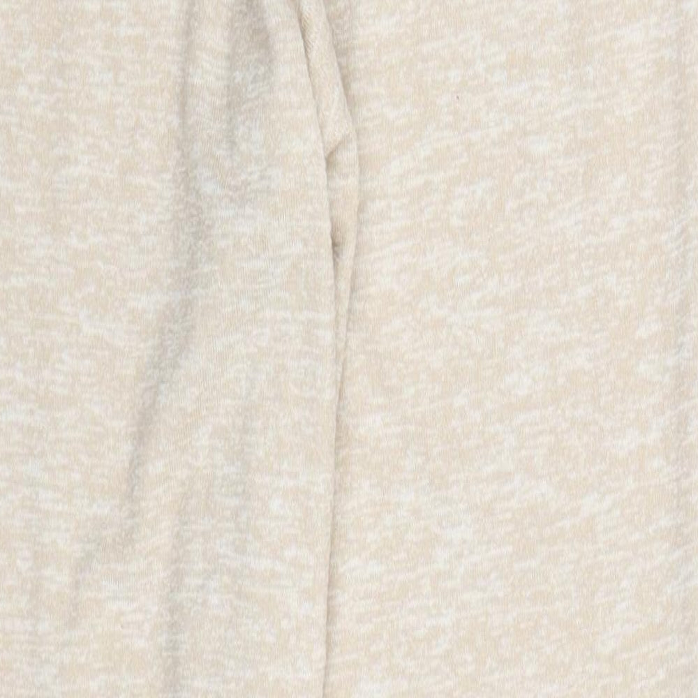 Brand and care label for F&F women’s beige viscose trousers, size UK 8, 29-inch leg regular drawstring - pyjama pants