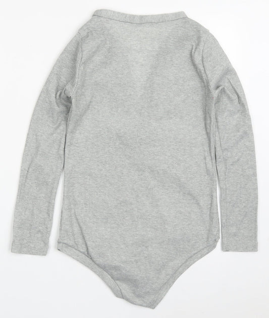 Womens UK Size S Preworn One-Piece Grey Bodysuit