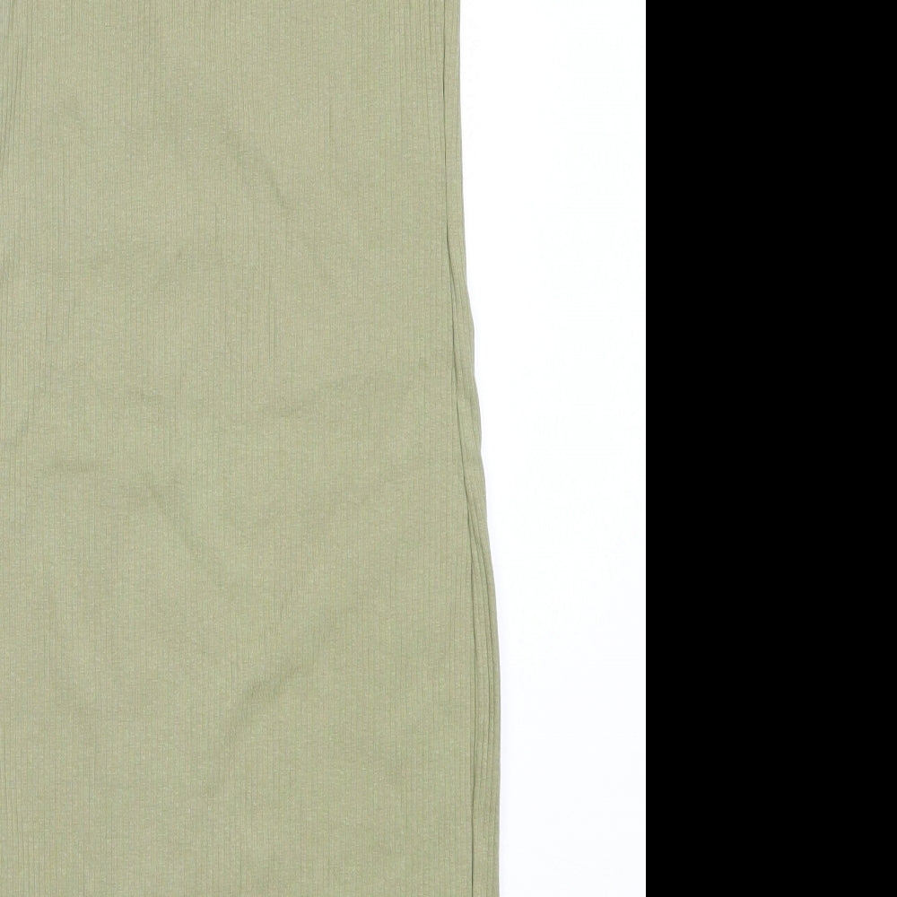 New Look Womens Green Cotton Bodycon Size 8 Round Neck