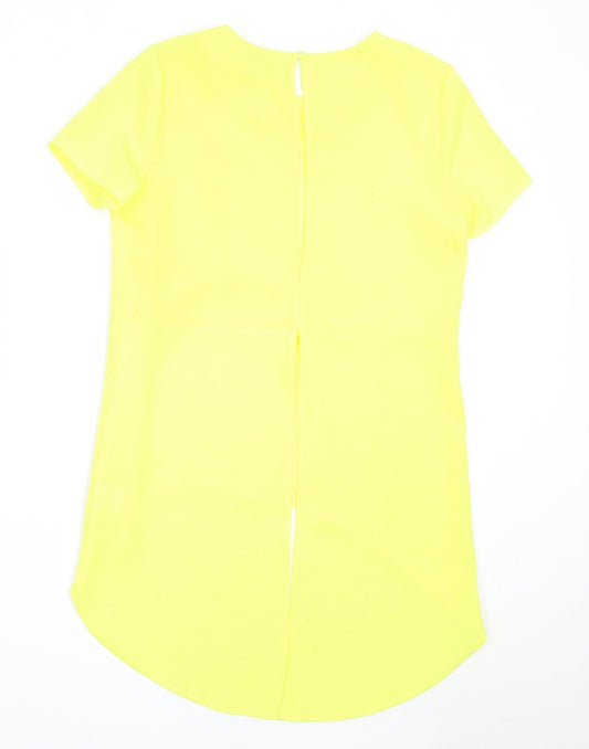 Glamorous Womens Yellow Polyester Basic Blouse Size S Round Neck