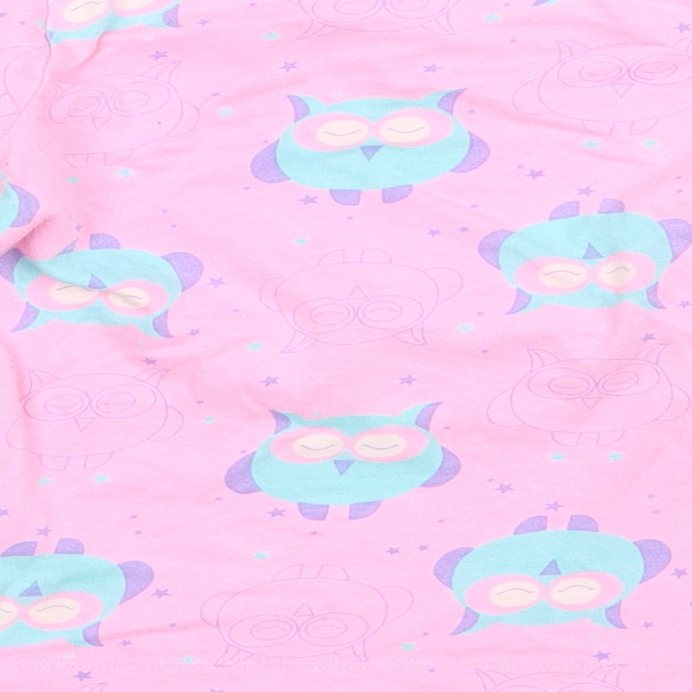 F&F Girls Pink Solid Cotton Top Pyjama Top Size 3-4 Years - owl