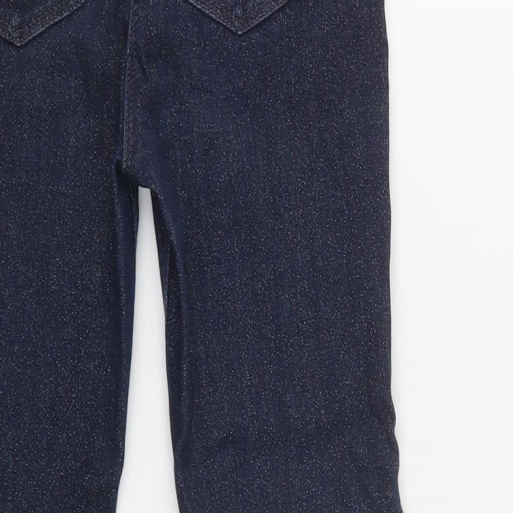 Matalan Girls Blue Cotton Skinny Jeans Size 9 Years Regular Button