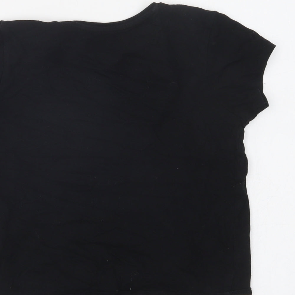 Primark Girls Black Cotton Cropped T-Shirt Size 7-8 Years Crew Neck - L.A.