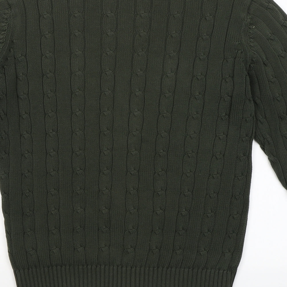 Blue Harbour Mens Green Round Neck Cotton Pullover Jumper Size S