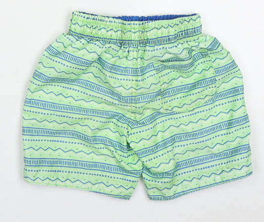 Primark Boys Green Geometric Polyester Bermuda Shorts Size 3-4 Years Regular Drawstring - Swim Shorts
